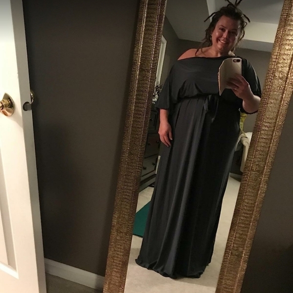 KOH KOHLong  One Shoulder Flowy 3/4  Sleeve Maxi Dress in Black Size M - Picture 8 of 14